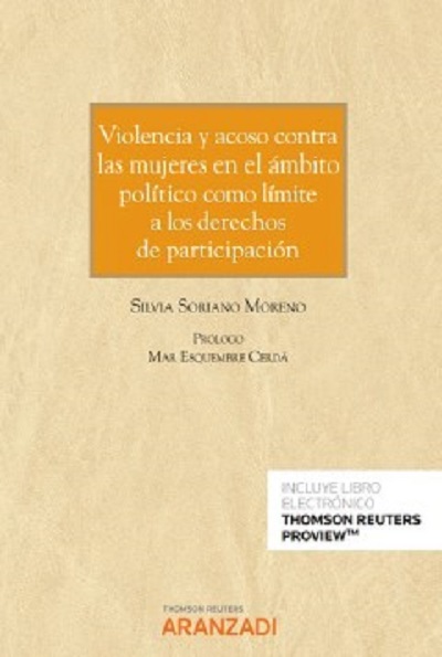 Portada del libro "Violencia y acoso contra las mujeres en el ámbito político como límite a los derechos de participación"